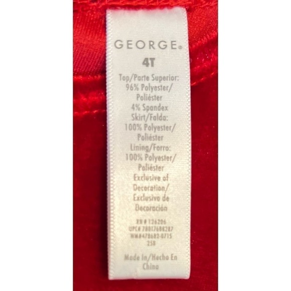 NWOT George red velvet and layered tulle formal lined dress in toddler size 4T - Picture 5 of 8